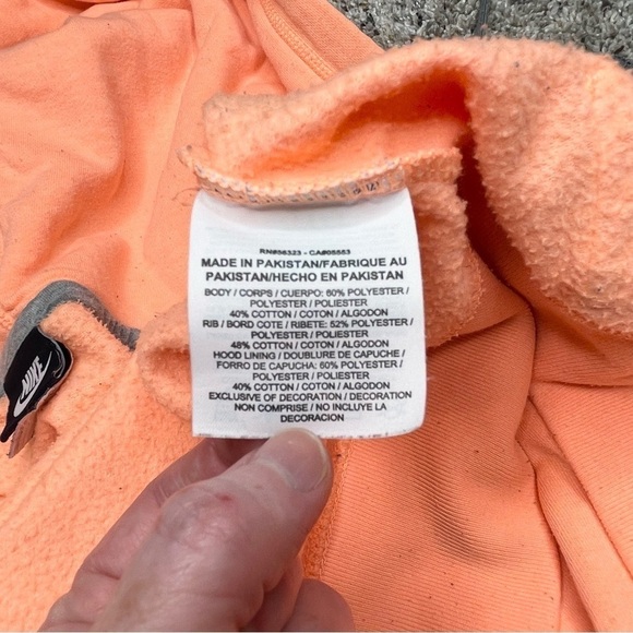 Nike Orange Grey Full Zip Athletic Workout Hoodie Jacket Extra Small - Picture 8 of 11